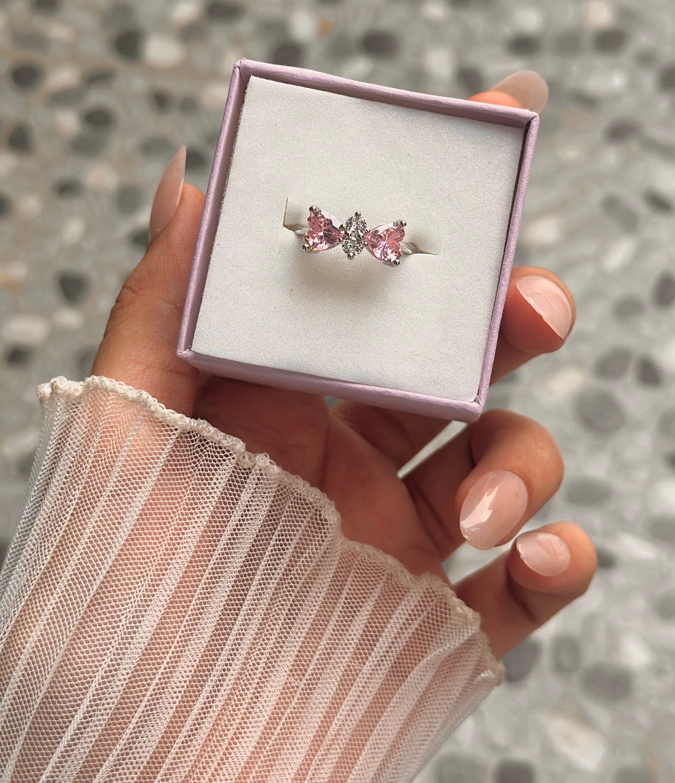Pink diamond adjustable ring
