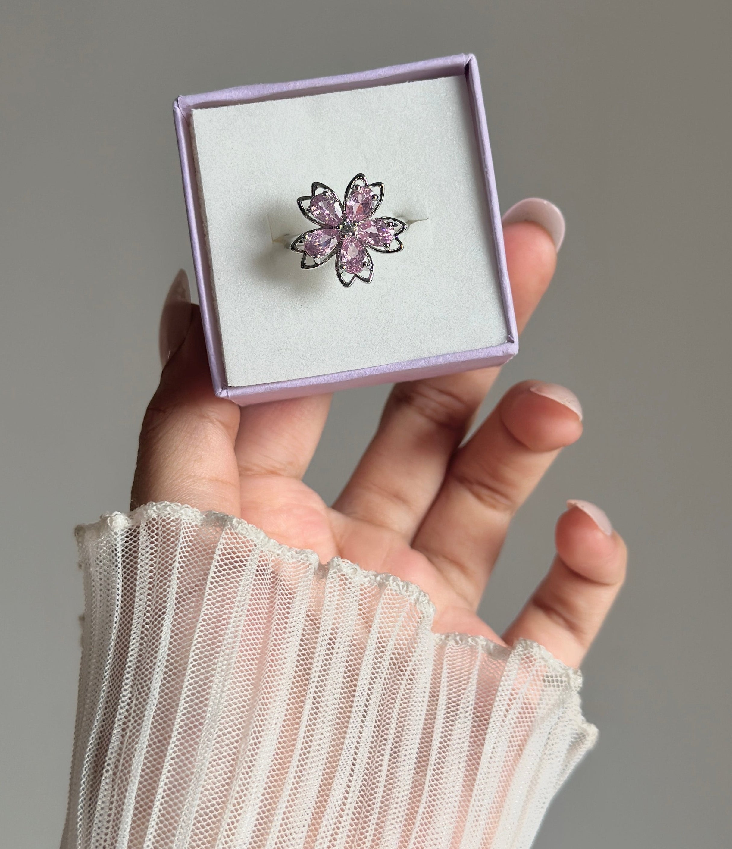 Pink diamond adjustable ring