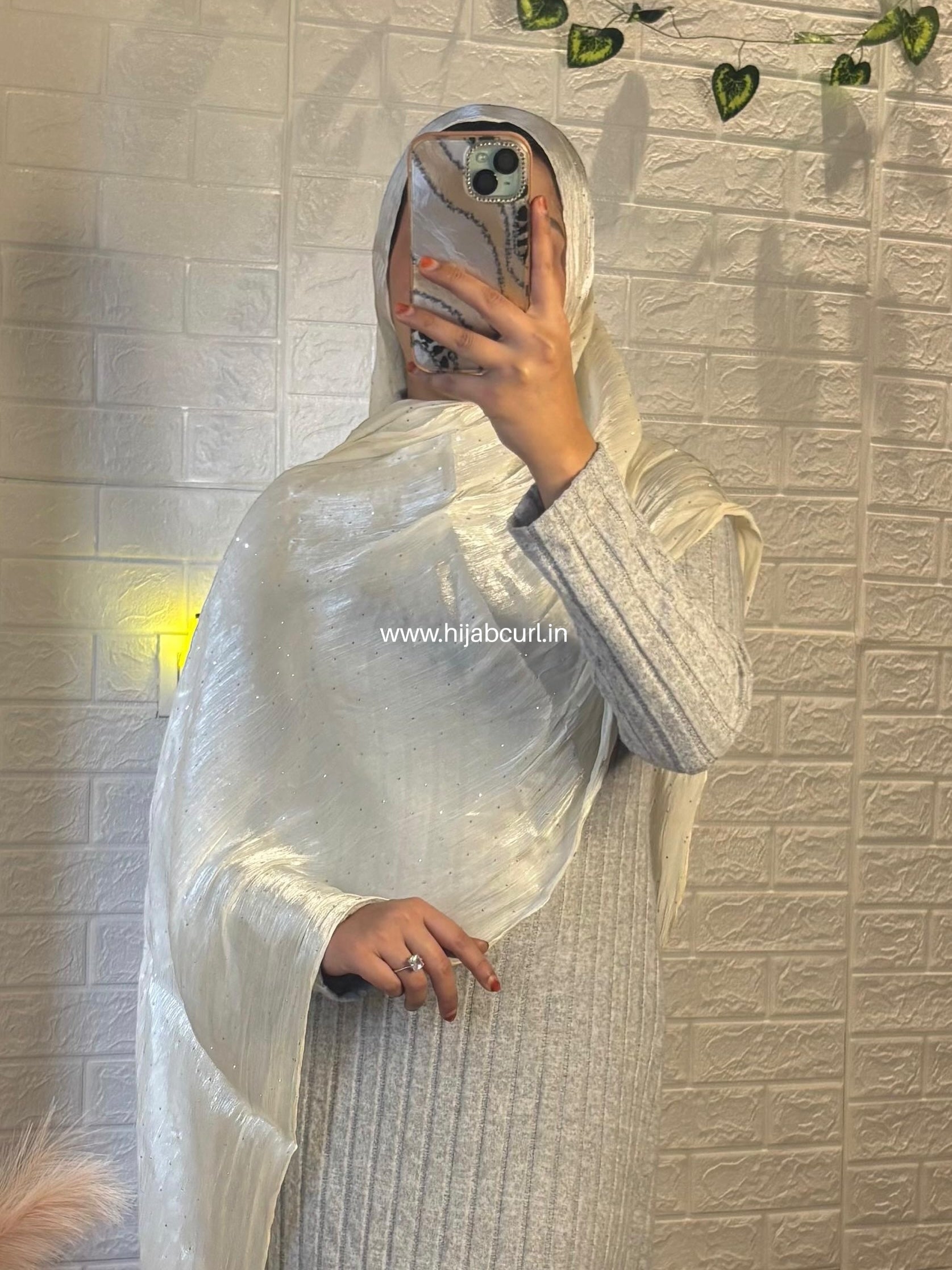 Silk Tissue Organza Stone Work Hijab