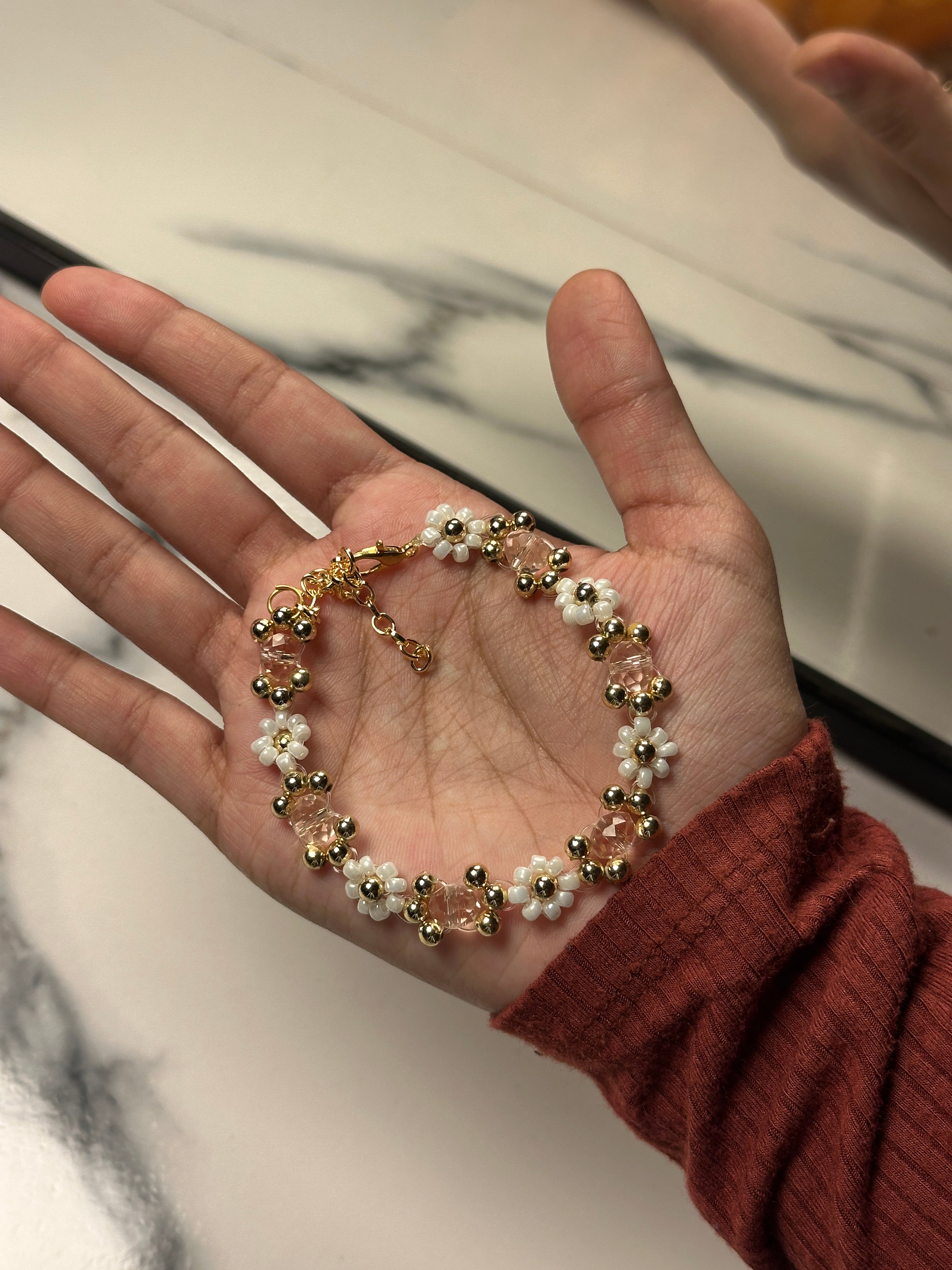 Pink beaded bracelet