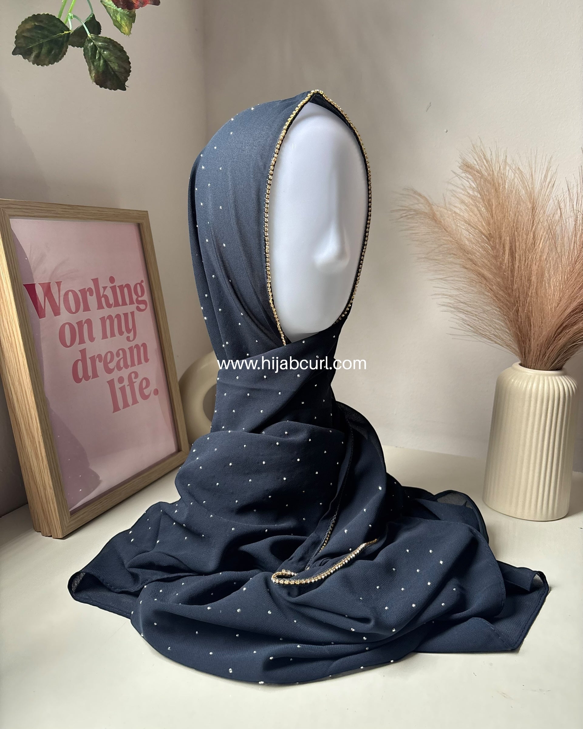 Rhinestone Chiffon Hijab