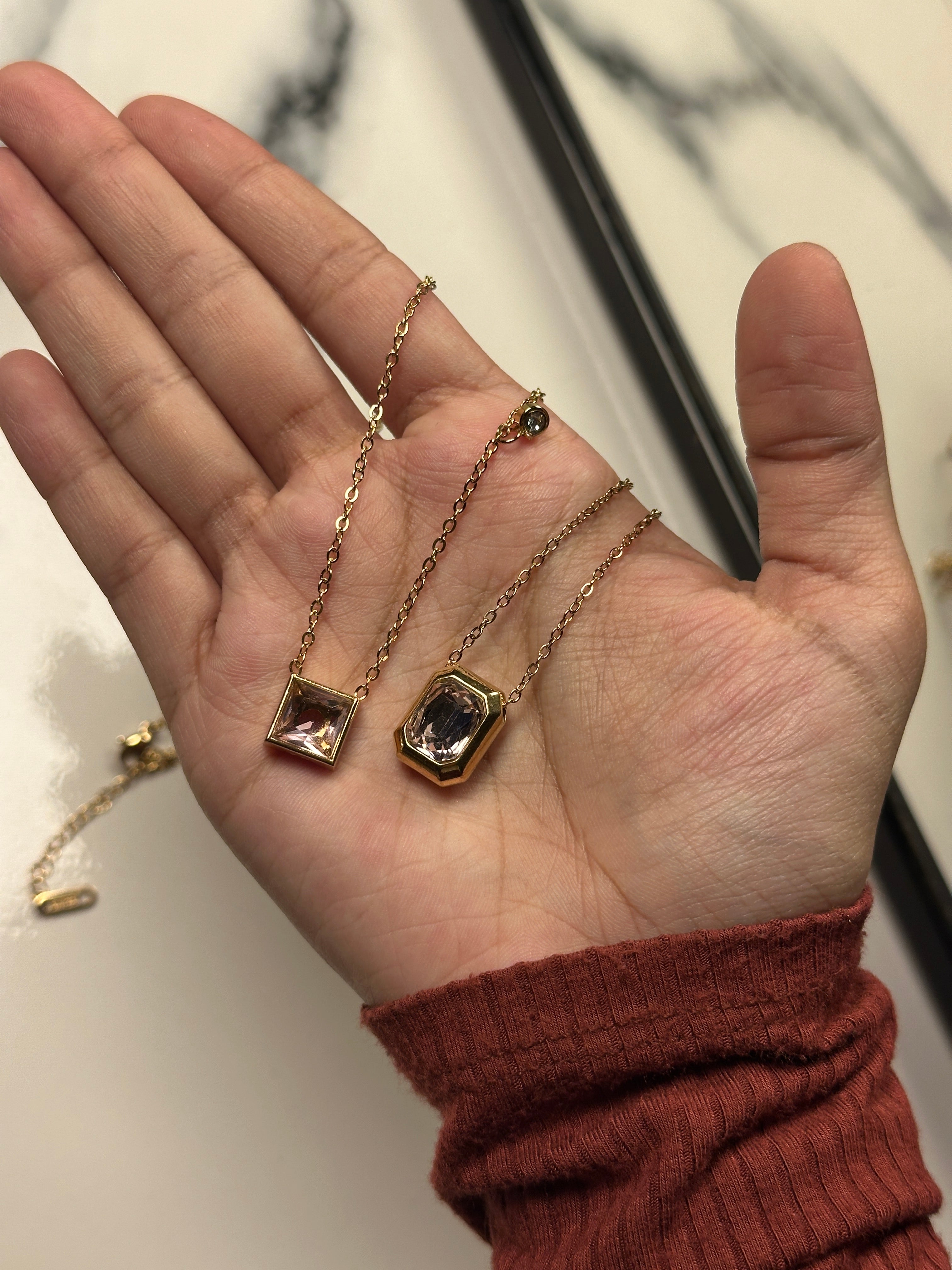 Baby pink anti tarnished necklace