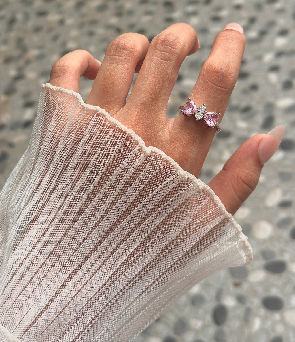 Pink diamond adjustable ring