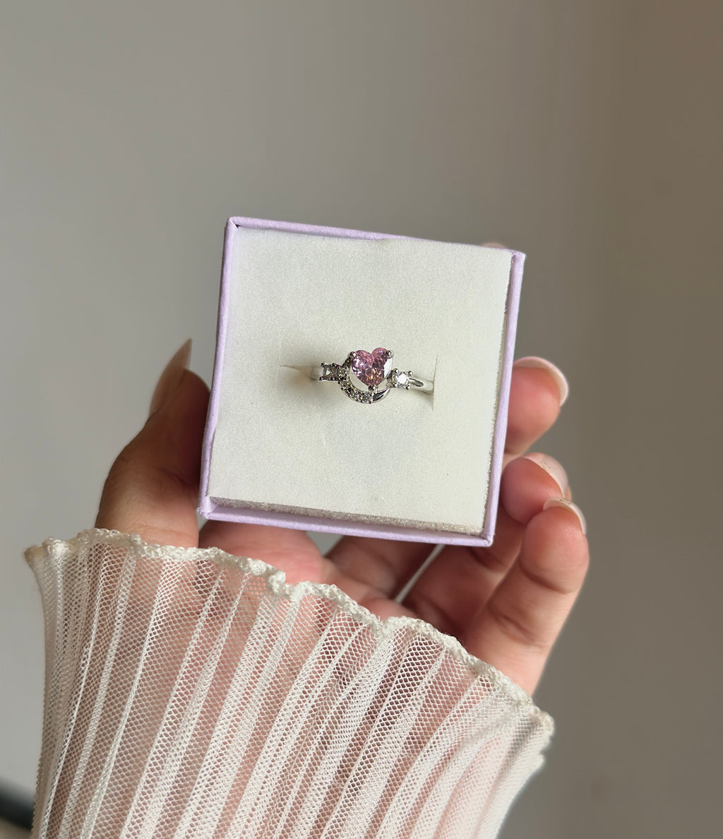 Pink diamond adjustable ring