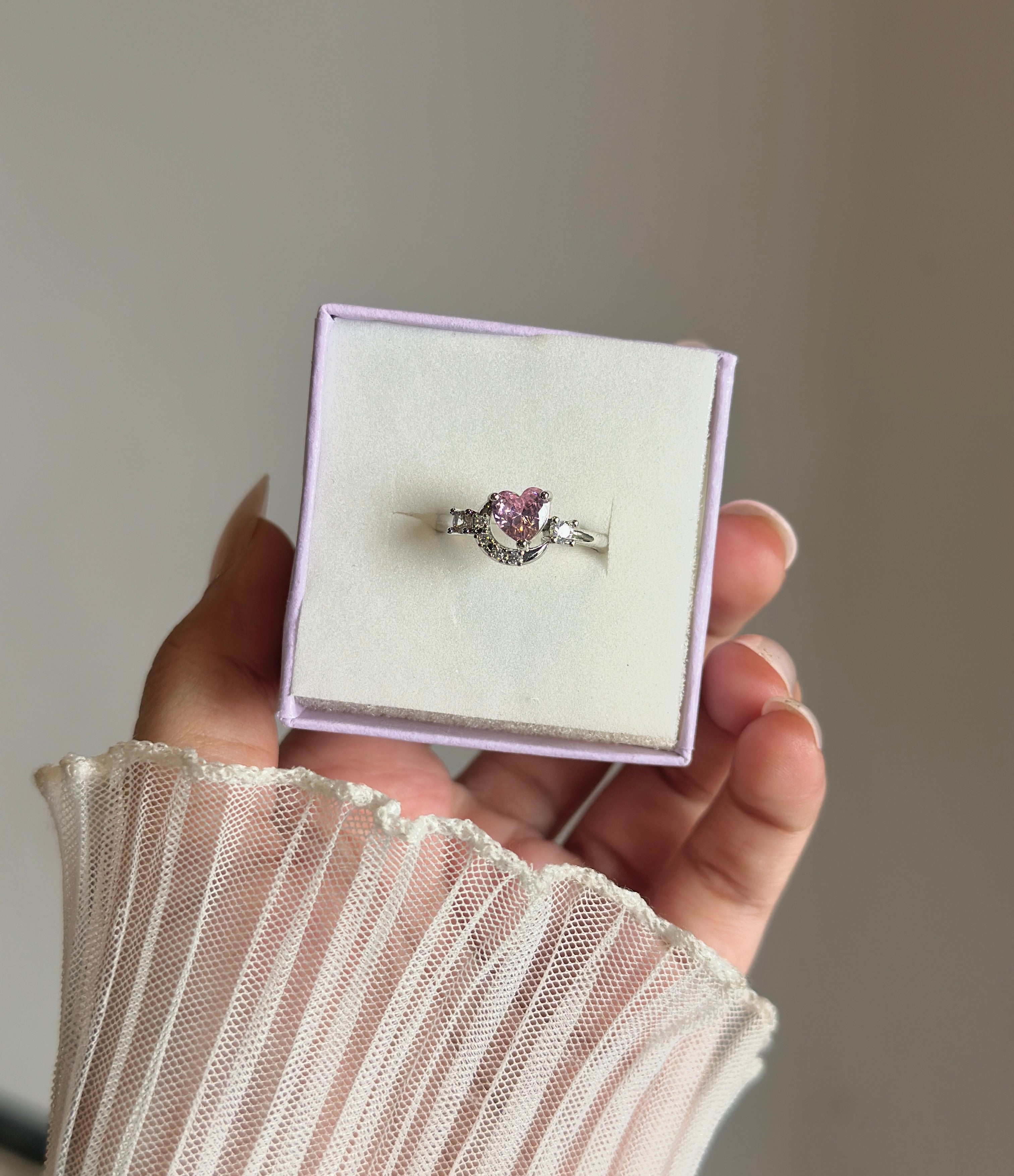 Pink diamond adjustable ring