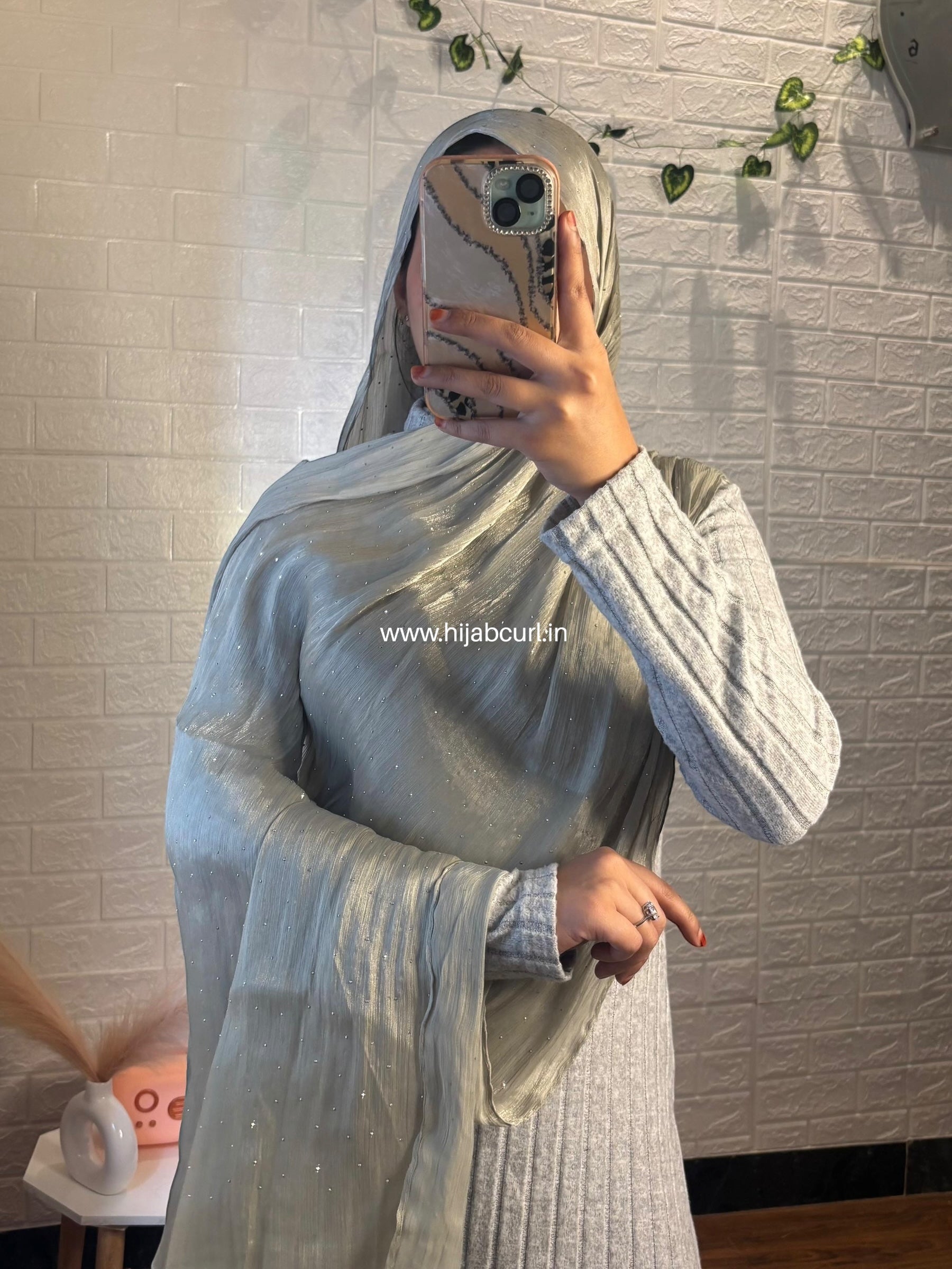 Silk Tissue Organza Stone Work Hijab