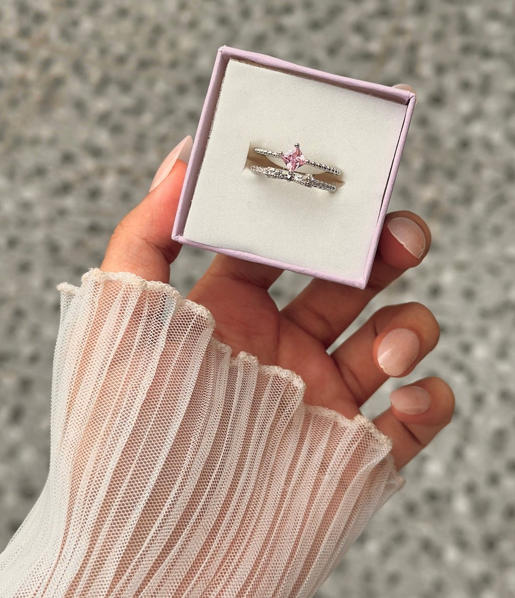 Pink diamond adjustable ring