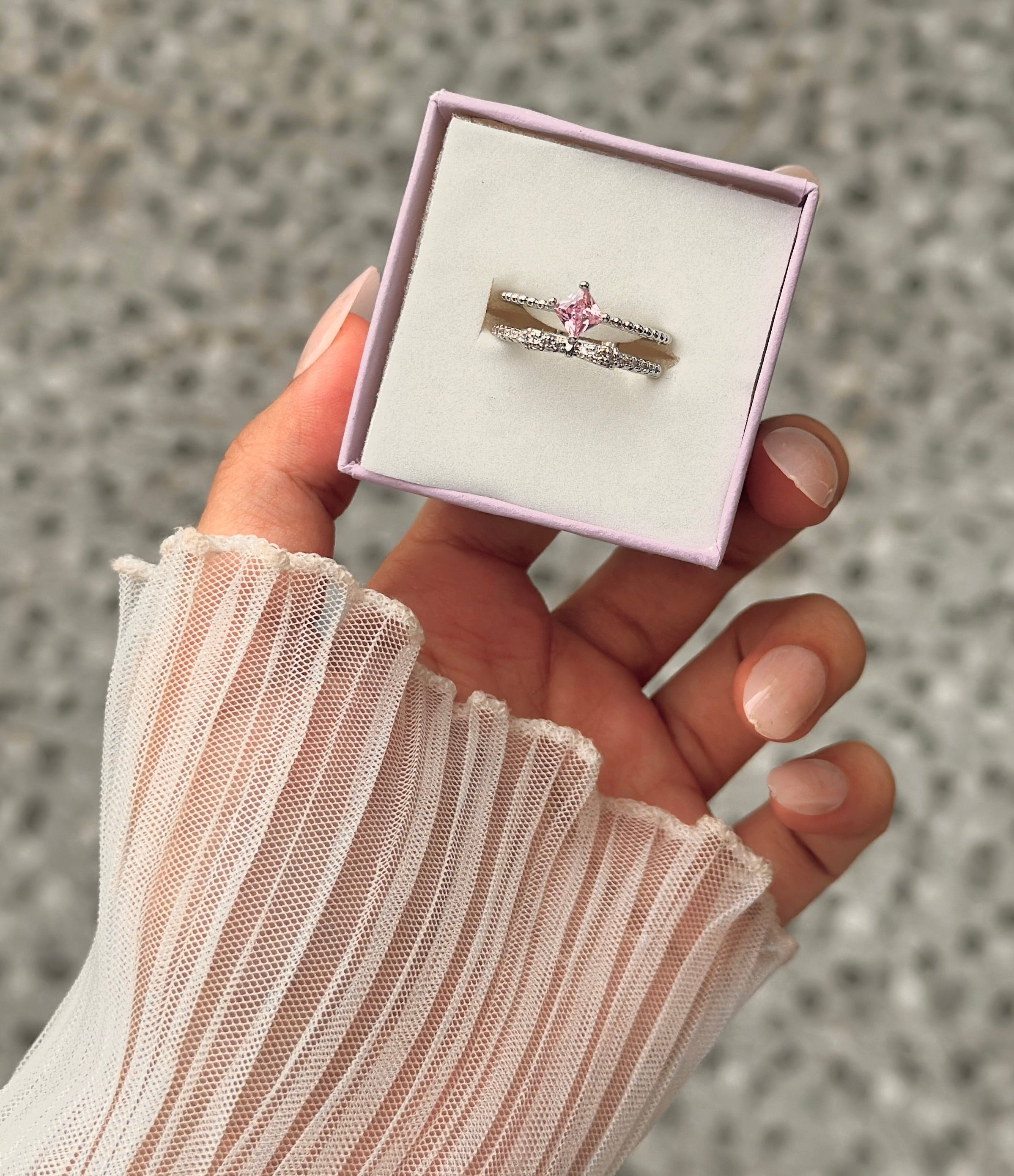 Pink diamond adjustable ring