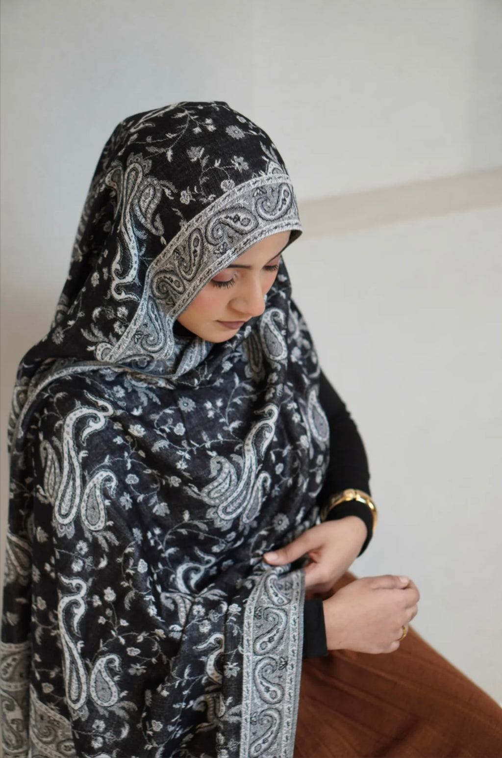 Luxury pashmina shawl - Black