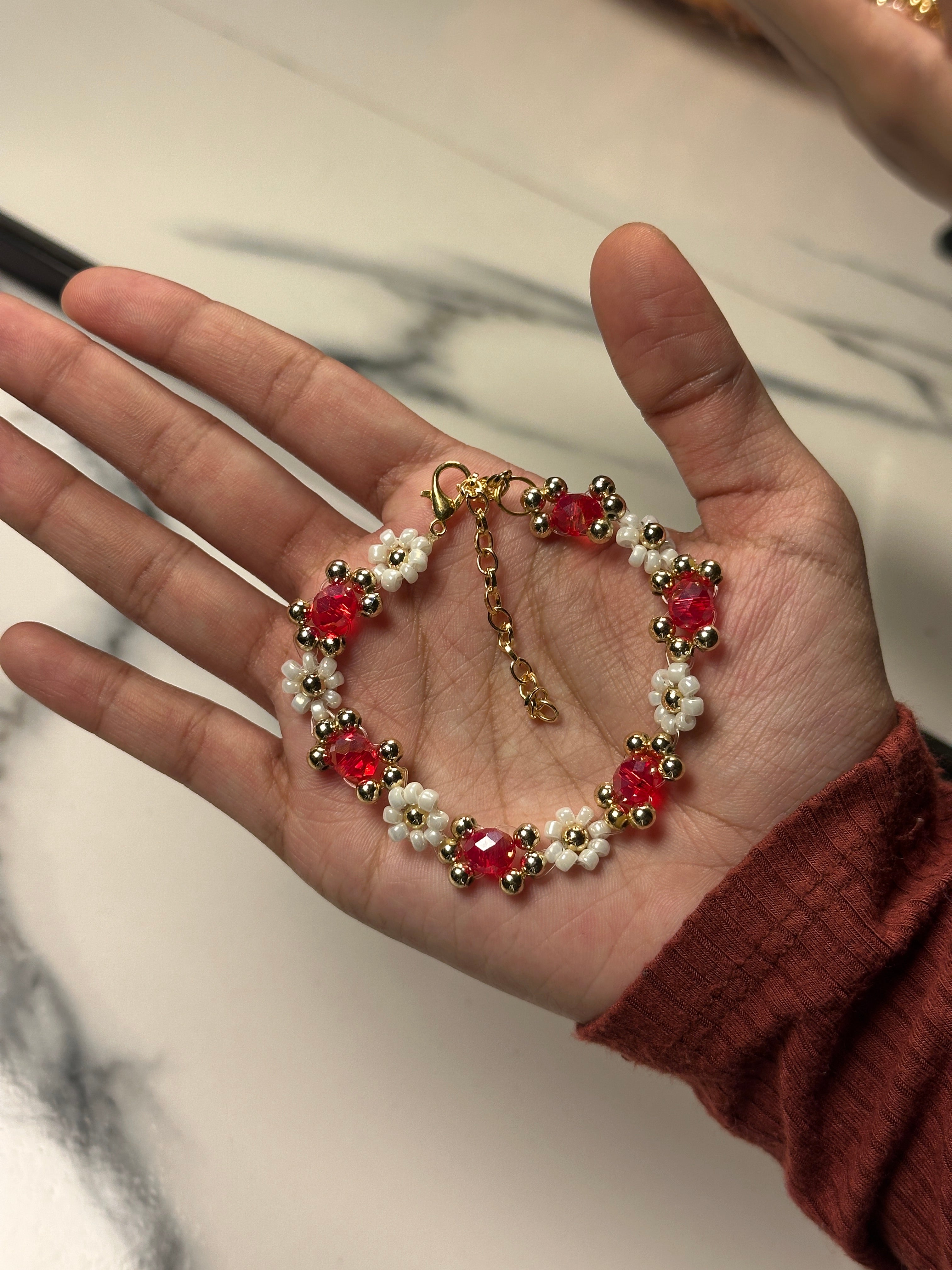 Red beaded bracelet