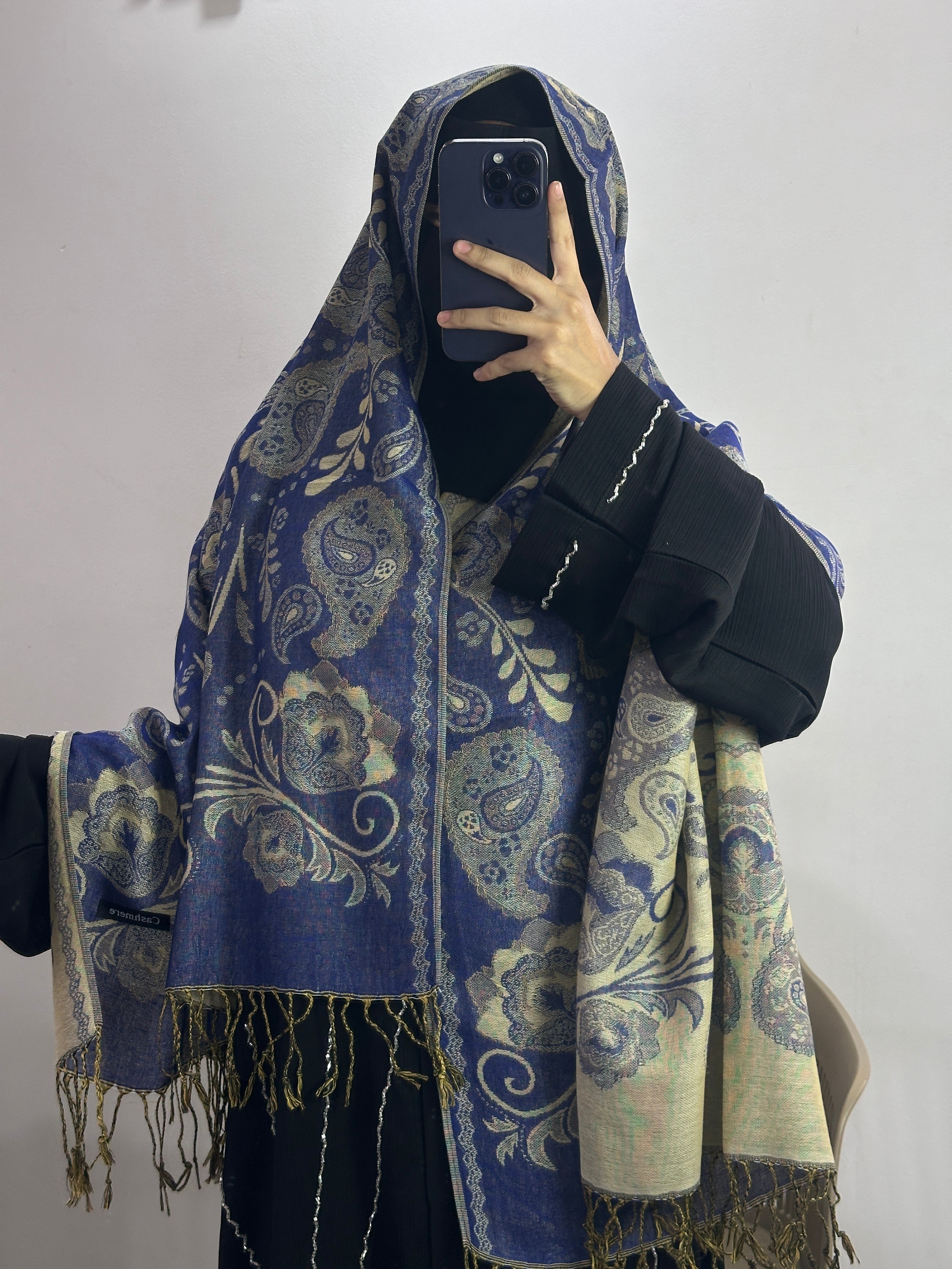 Luxury pashmina shawl - Blue