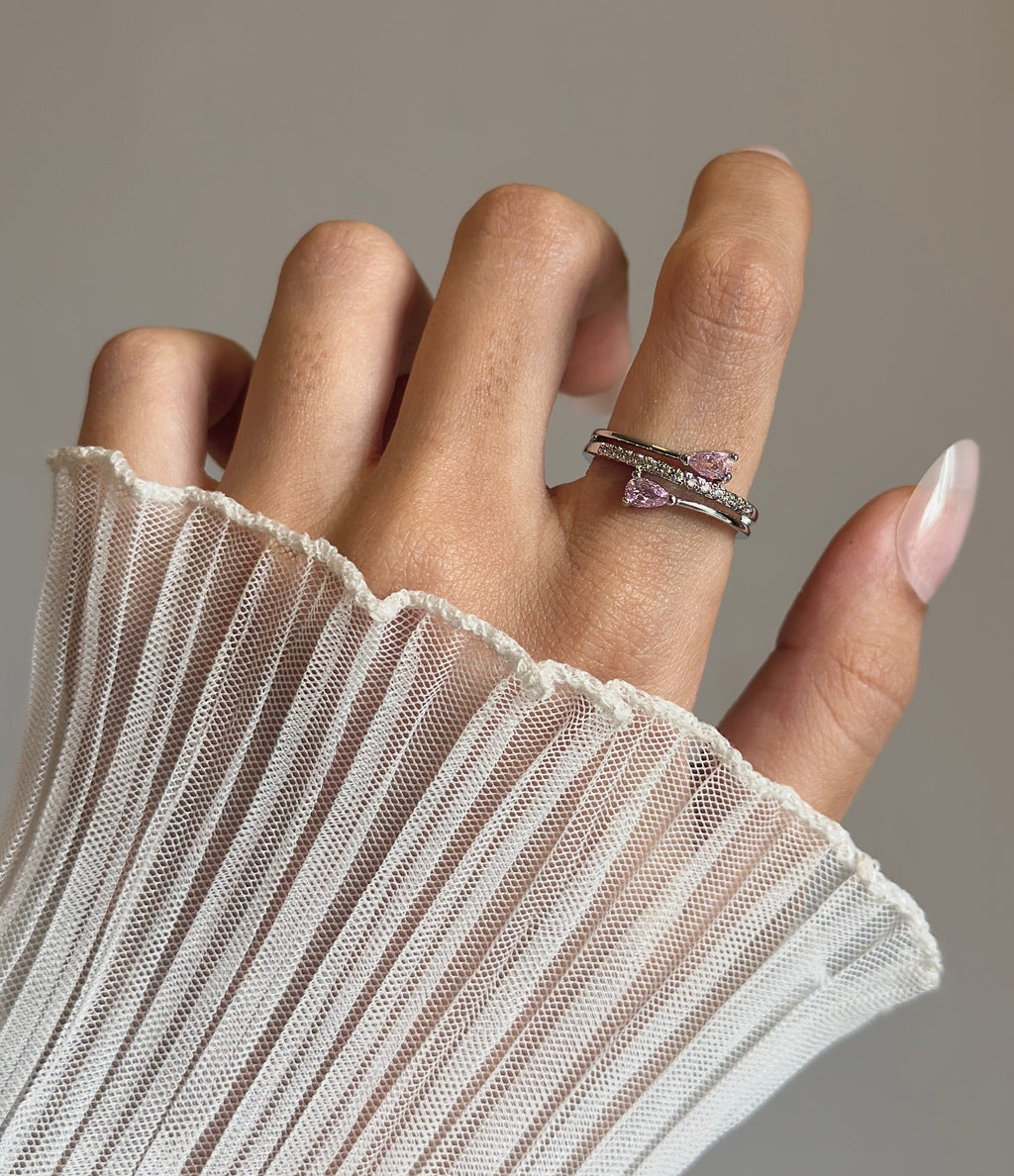 Pink diamond adjustable ring