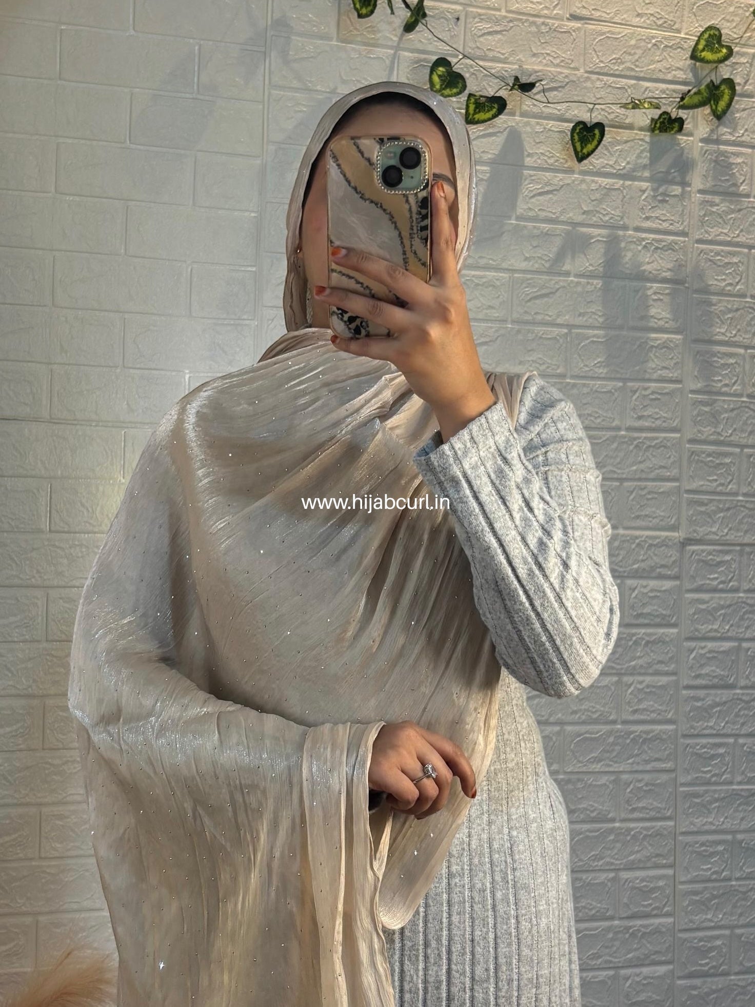 Silk Tissue Organza Stone Work Hijab