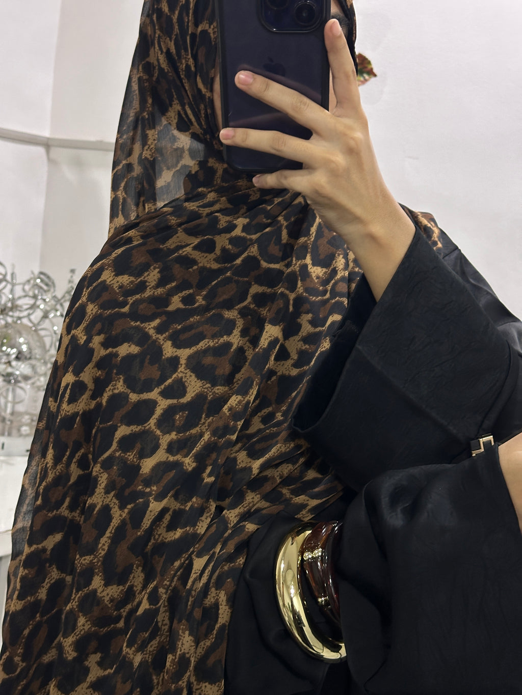 Leopard Printed Georgette Hijab - 2 Meter