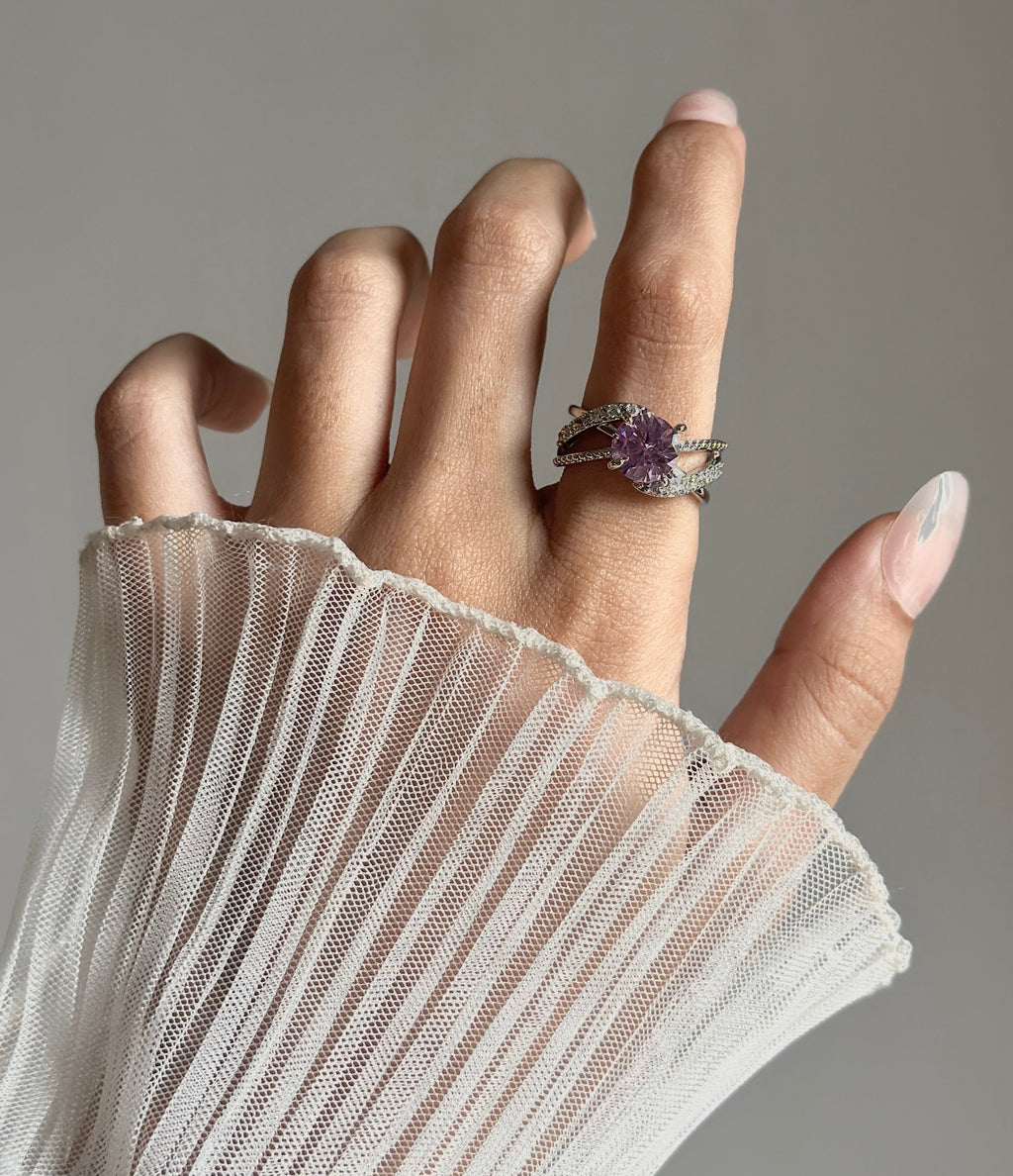 Pink diamond adjustable ring