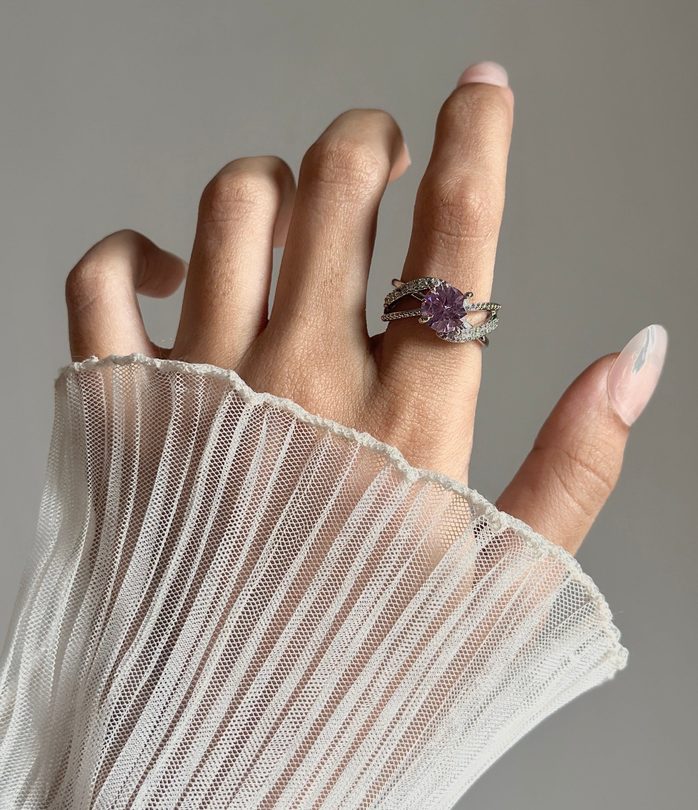 Pink diamond adjustable ring