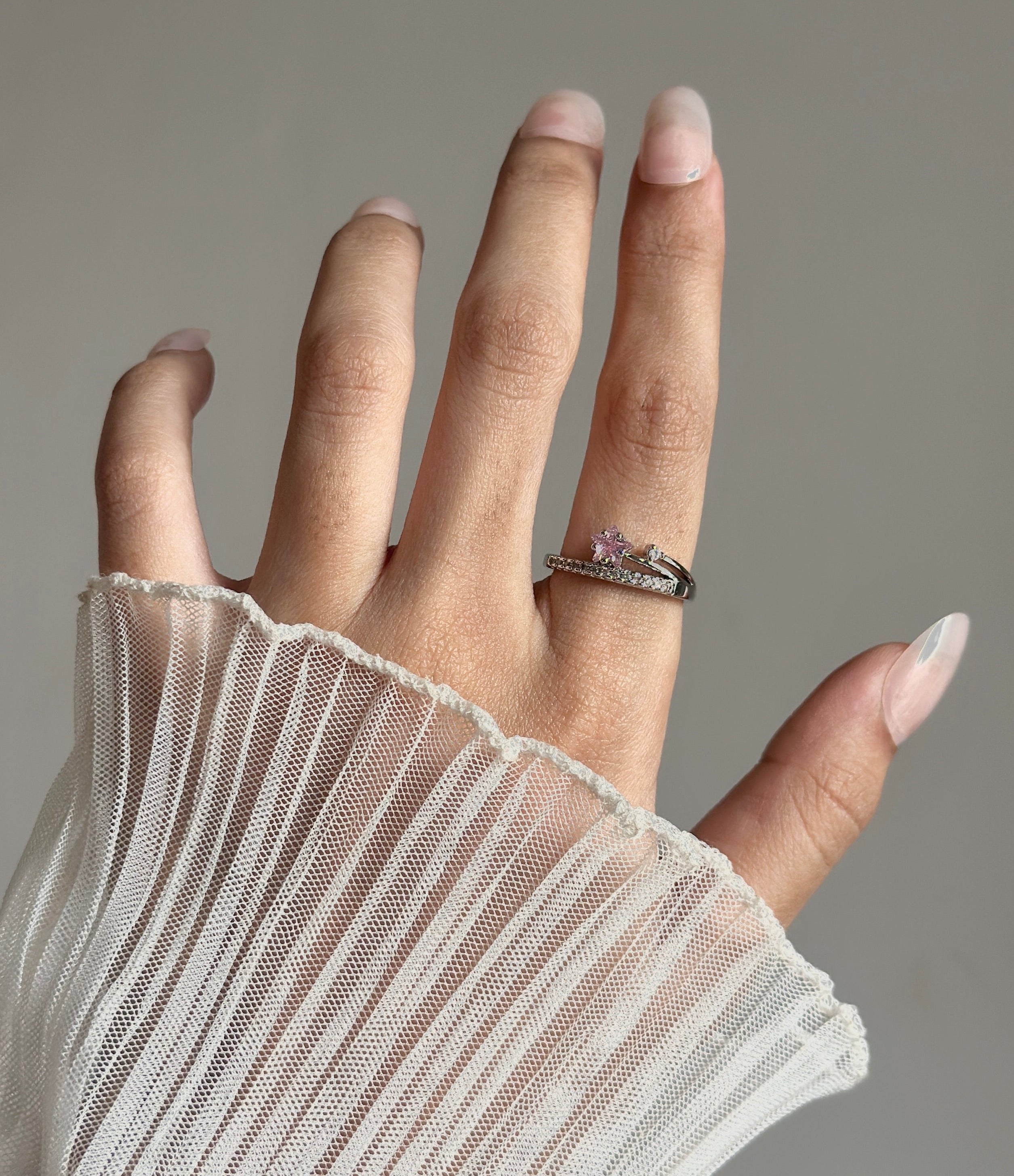 Pink diamond adjustable ring