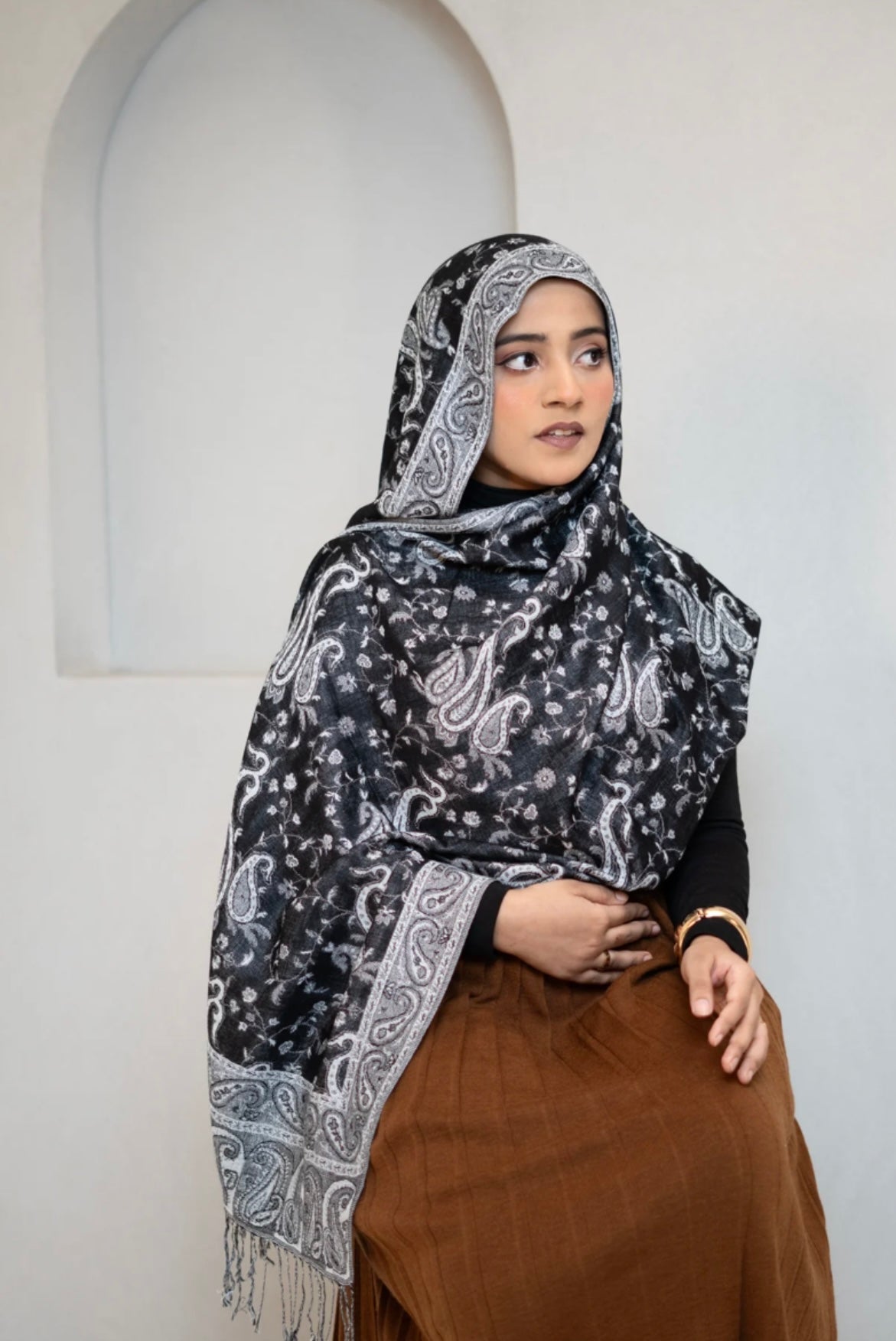 Luxury pashmina shawl - Black
