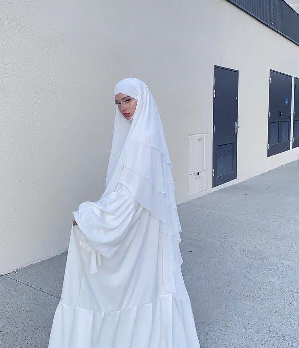 Khimar 3 Layer - White