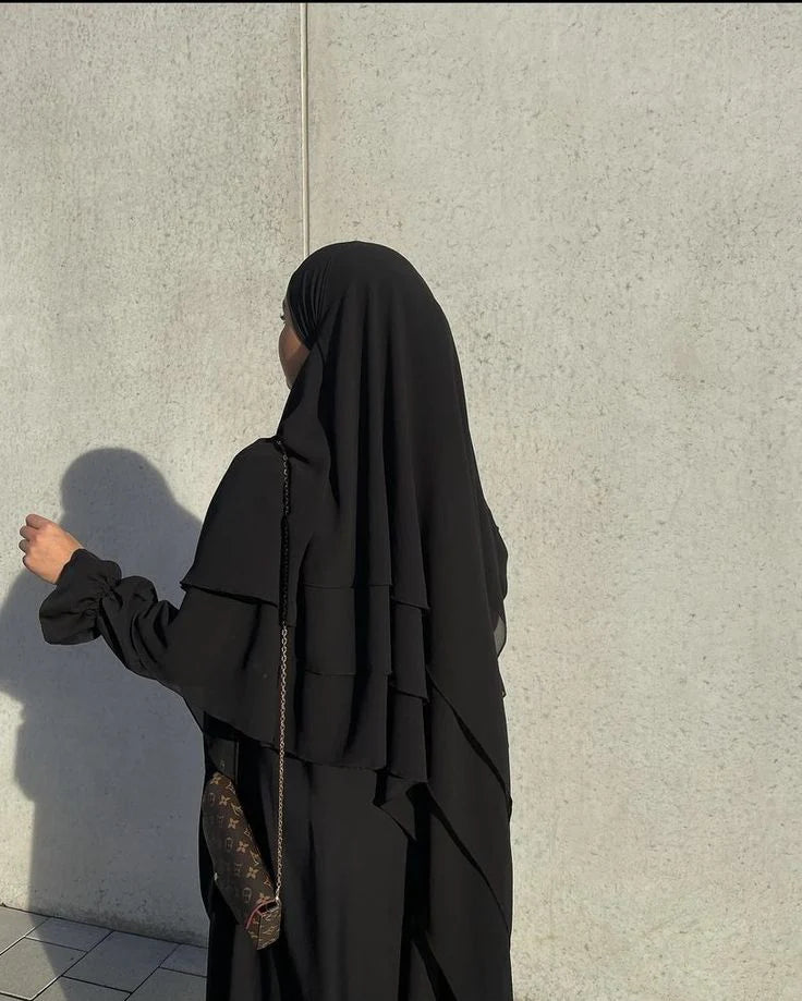 Khimar 3 Layer - Black